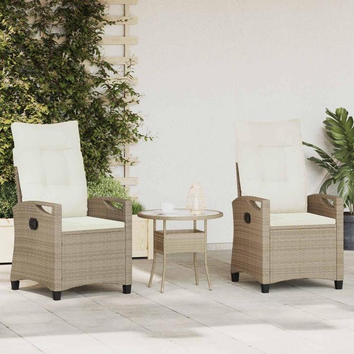 vidaXL Tuinstoel 2 pcs Beige en Crème 56 x 60 x 112 cm, Tuin en Terras, Tuinstoelen, Nieuw, Verzenden