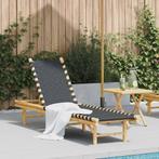 vidaXL Ligstoel met zwart geweven band 55x200x30 cm bamboe, Verzenden, Nieuw