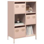 vidaXL buffetkast 68x39x103,5 cm staal roze, Verzenden, Nieuw, Metaal