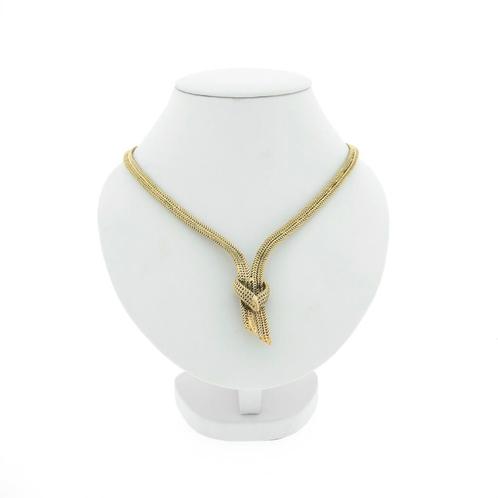 Gouden visgraat schakel collier | 41,5 cm (visgraat ketting), Sieraden, Tassen en Uiterlijk, Kettingen, Overige kleuren, Gebruikt