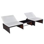 vidaXL Tuinstoelen 2 st verstelbaar met tafel poly rattan, Verzenden, Nieuw