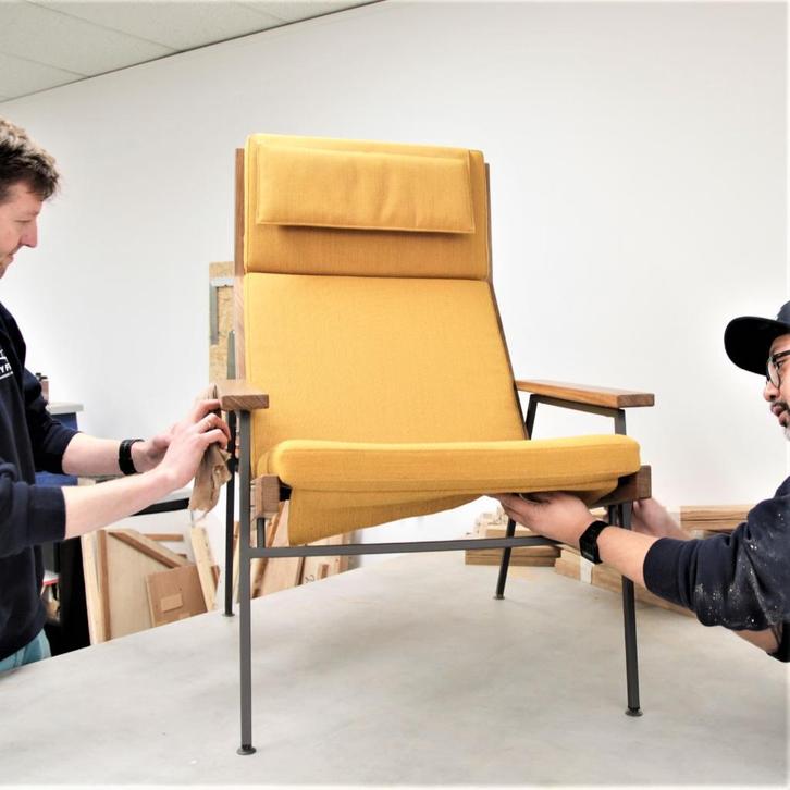 Restauratie Fauteuil | Rob Parry | Sixty Fruits, Huis en Inrichting, Fauteuils, Zo goed als nieuw, Hout, Leer, Metaal, Stof, Overige materialen