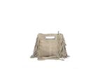 100% suède boho dames tas met handvatten in BEIGE kleur,, Nieuw