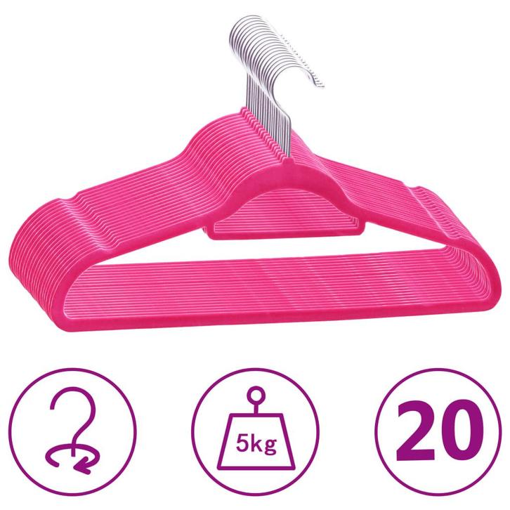 vidaXL 20-delige Kledinghangerset anti-slip fluweel roze, Kleding | Dames, Kledinghangers, Nieuw, Verzenden