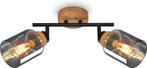BRILONER - HEMA - Spot, met hout, rookglas, 2x E27 max. 10W, Huis en Inrichting, Lampen | Spots, Ophalen of Verzenden, Nieuw