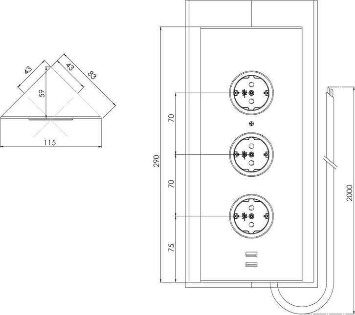 Caressi Stopcontact keuken van €106.00 voor €74.46, Doe-het-zelf en Verbouw, Sanitair, Nieuw, Ophalen of Verzenden