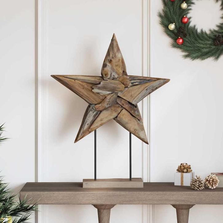 vidaXL Kerstster Bruin 60 x 5 x 75 cm Massief Teakhout, Diversen, Kerst, Nieuw, Verzenden