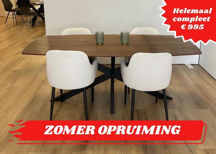 EETTAFEL RECHTHOEKIG 100 X 200 MET 4 EETKAMERSTOELEN STOELEN, Huis en Inrichting, Tafels | Eettafels, 50 tot 100 cm, 150 tot 200 cm