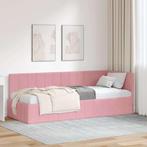 vidaXL Hoekbedframe met hoofdeinde Roze 80 x 200 cm Fluweel, Verzenden, Nieuw, Hout