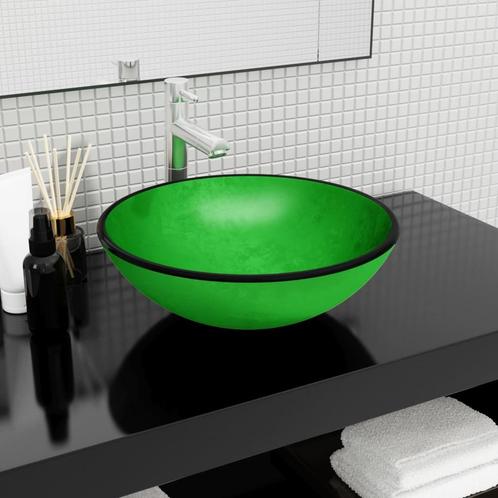 vidaXL Wasbak 42x14 cm gehard glas groen, Doe-het-zelf en Verbouw, Sanitair, Nieuw, Verzenden
