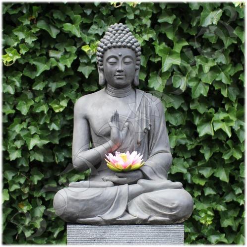 Boeddha tuinbeelden - Namaskara Boeddha XL donker of licht, Tuin en Terras, Tuinbeelden, Boeddhabeeld, Nieuw, Overige materialen