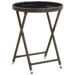 vidaXL Salontafel 60 cm poly rattan en gehard glas bruin, Verzenden, Nieuw