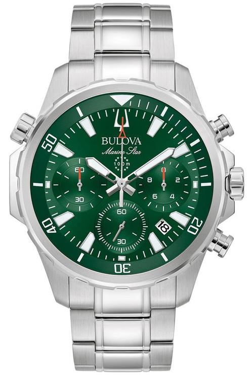Bulova 96B396 Marine Star Chronograaf horloge 44 mm, Sieraden, Tassen en Uiterlijk, Horloges | Heren, Staal, Nieuw, Staal, Overige merken
