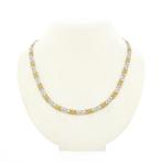 Bicolor gouden collier met meander patroon | 43 cm (witgoud), Sieraden, Tassen en Uiterlijk, Ophalen of Verzenden, Gebruikt, Overige kleuren
