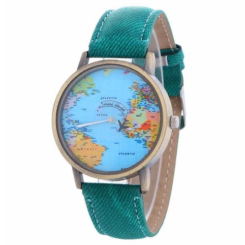 Fako® - Horloge - Mini World - Vliegtuig - Groen, Sieraden, Tassen en Uiterlijk, Horloges | Dames, Verzenden