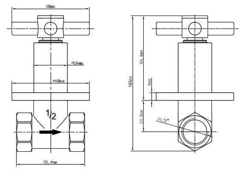 Wiesbaden Cross inbouw stopkraan 1/2 chroom, Doe-het-zelf en Verbouw, Sanitair, Ophalen of Verzenden