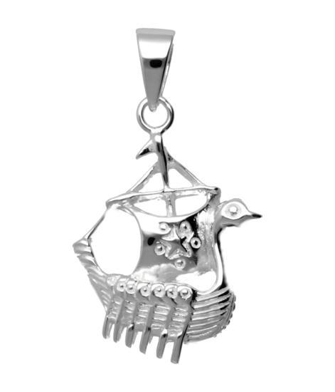 Zilveren Viking schip Noormannen kettinghanger, Sieraden, Tassen en Uiterlijk, Kettinghangers, Verzenden