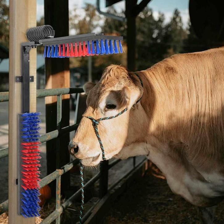 vidaXL Vee borstels Verstelbaar Rood en blauw 84 x 10 x 91, Zakelijke goederen, Agrarisch | Veevoer, Verzenden