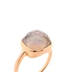 Rosé gouden ring met maansteen (roségoud, facet geslepen), Sieraden, Tassen en Uiterlijk, Ringen, Gebruikt, Overige kleuren, Ophalen of Verzenden