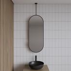 Spiegel Gliss Halo 90x40 Cm Mat Zwart Met Plafondbevestiging, Ophalen of Verzenden, Nieuw, Bad