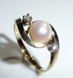 Ring - 14 karaat Geel goud - 0.04ct. tw. Diamant, Sieraden, Tassen en Uiterlijk, Ringen, Nieuw