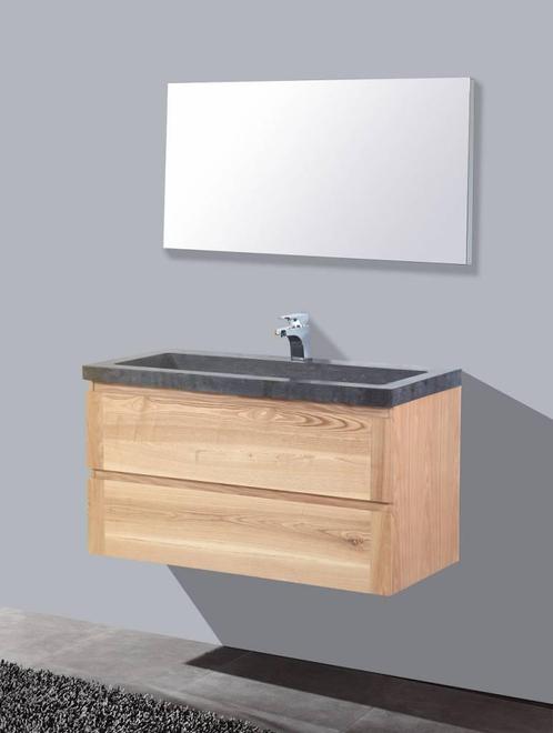 Badmeubel Wood Stone 100, Huis en Inrichting, Badkamer | Badkamermeubels, Nieuw, Verzenden