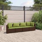 vidaXL 4-delige Loungeset met kussens poly rattan bruin, 4 zitplaatsen, Nieuw, Loungeset, Verzenden