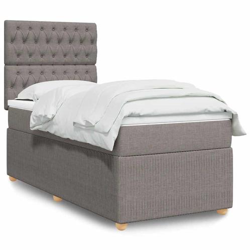 vidaXL Boxspring met matras stof taupe 90x190 cm, Huis en Inrichting, Slaapkamer | Bedden, 90 cm, 190 cm of minder, Eenpersoons