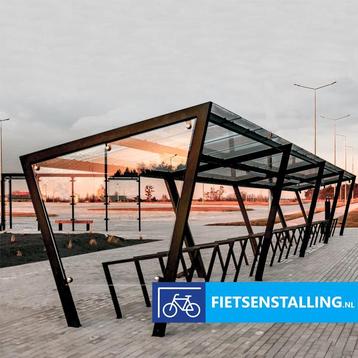 Fietsenstalling design H-line, professioneel glas/staal