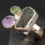 Moldaviet, Amethist en Peridoot - Luxe zilveren juweel -, Verzamelen, Mineralen en Fossielen