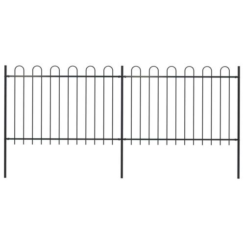 vidaXL Tuinhek met ronde bovenkant 3,4x1,2 m staal zwart, Tuin en Terras, Schuttingen, Nieuw, IJzer, 1 tot 2 meter, Verzenden