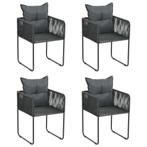 Tuinstoelen Zwart Rattan 4 Stuks | Retourdeal | Top!, Tuin en Terras, Tuinstoelen, Ophalen of Verzenden, Nieuw, Rotan