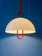 Massive Red Frame Pendant Lamp with White Plexiglass Shade, Ophalen of Verzenden, Nieuw