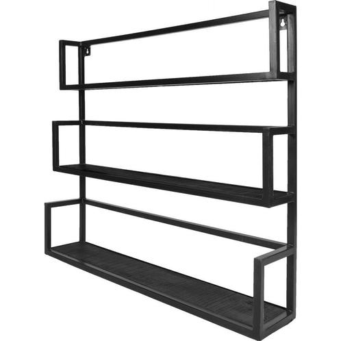 Wandplank Vintage Zwart Mangohout - Trio, Huis en Inrichting, Woonaccessoires | Wandplanken en Boekenplanken, Nieuw, Verzenden