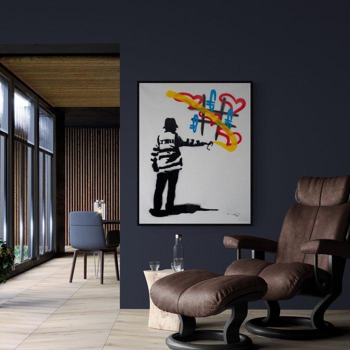 RAM - The real Bansky Cop - Loving Life, Antiek en Kunst, Kunst | Schilderijen | Modern