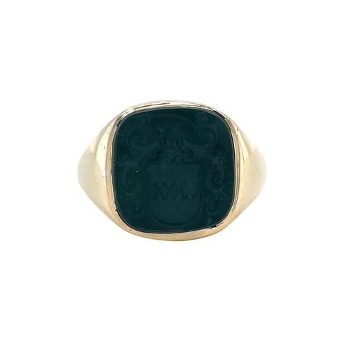 Gouden vintage zegelring met bloedsteen 14 krt, Sieraden, Tassen en Uiterlijk, Ringen, Nieuw, Ophalen of Verzenden
