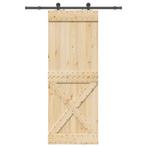 vidaXL Schuifdeur met beslag 85x210 cm massief grenenhout, Doe-het-zelf en Verbouw, Deuren en Horren, Verzenden, Nieuw