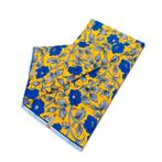 Afrikaanse stof - Geel Blauwe flowers - 100% katoen, Hobby en Vrije tijd, Stoffen en Lappen, Ophalen of Verzenden, Nieuw