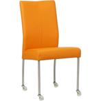Leren eetkamerstoel Comfort met wieltjes - Toledo Mandarin, Overige kleuren, Nieuw, Leer, Ophalen of Verzenden