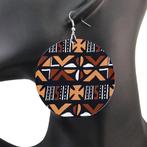 Bruine Mud cloth - Afrikaanse oorbellen, Ophalen of Verzenden, Nieuw