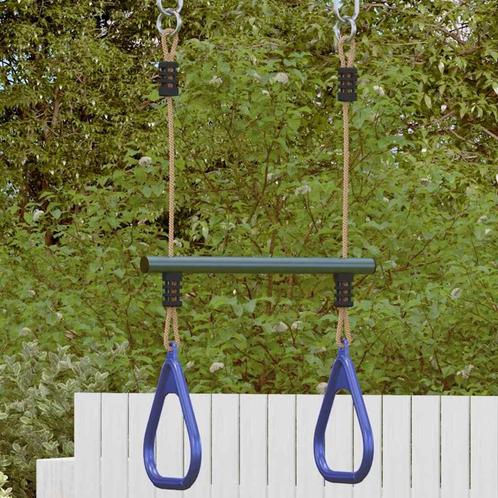 vidaXL Trapezestang en ringen voor kinderen staal blauw en, Kinderen en Baby's, Speelgoed | Buiten | Speeltoestellen, Nieuw, Verzenden