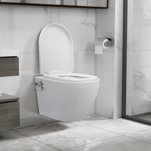 vidaXL Hangend toilet randloos met bidetfunctie keramiek wit, Doe-het-zelf en Verbouw, Sanitair, Nieuw, Verzenden