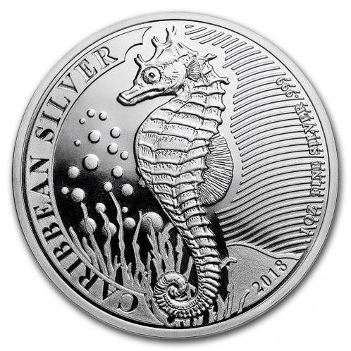 Barbados Seahorse - 1 oz 2018 (10.000 oplage), Postzegels en Munten, Munten | Amerika, Midden-Amerika, Losse munt, Zilver, Verzenden