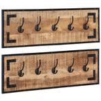 vidaXL Kapstokken 2 st 80x8x25 cm massief ruw mangohout, Huis en Inrichting, Woonaccessoires | Kapstokken, Verzenden, Nieuw