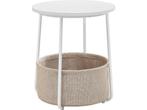 Veiling - iBella Living bijzettafel rond met mand wit, Nieuw