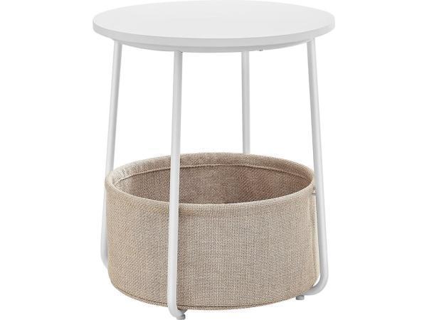 Veiling - iBella Living bijzettafel rond met mand wit, Huis en Inrichting, Tafels | Bijzettafels