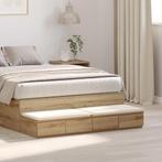 vidaXL Bedlades met lade artisanaal eikenkleurig 120 x 36,5, Verzenden, Nieuw, Hout, Minder dan 45 cm