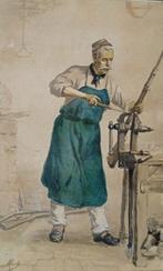Franz Meerts (1836-1896) - Aquarelle : larmurier dans son, Antiek en Kunst