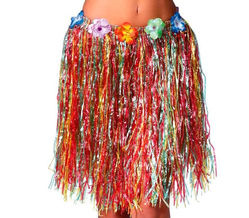 Hawaii Rok Bloemen Gekleurd 50cm, Kinderen en Baby's, Carnavalskleding en Verkleedspullen, Nieuw, Verzenden