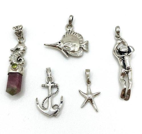 925 Sterling Zilver - Collectie van 5 exclusieve maritieme, Antiek en Kunst, Antiek | Goud en Zilver